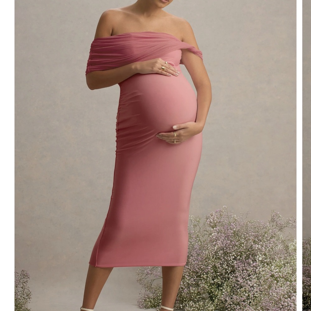 Club L London Strapless Pink Maternity Dress